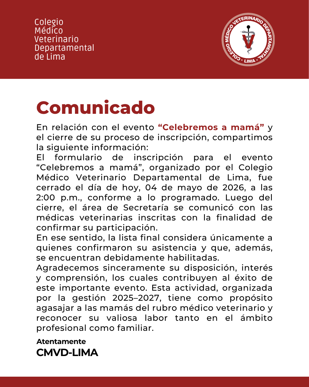 Cierre de Inscripciones para “Celebremos a Mamá”