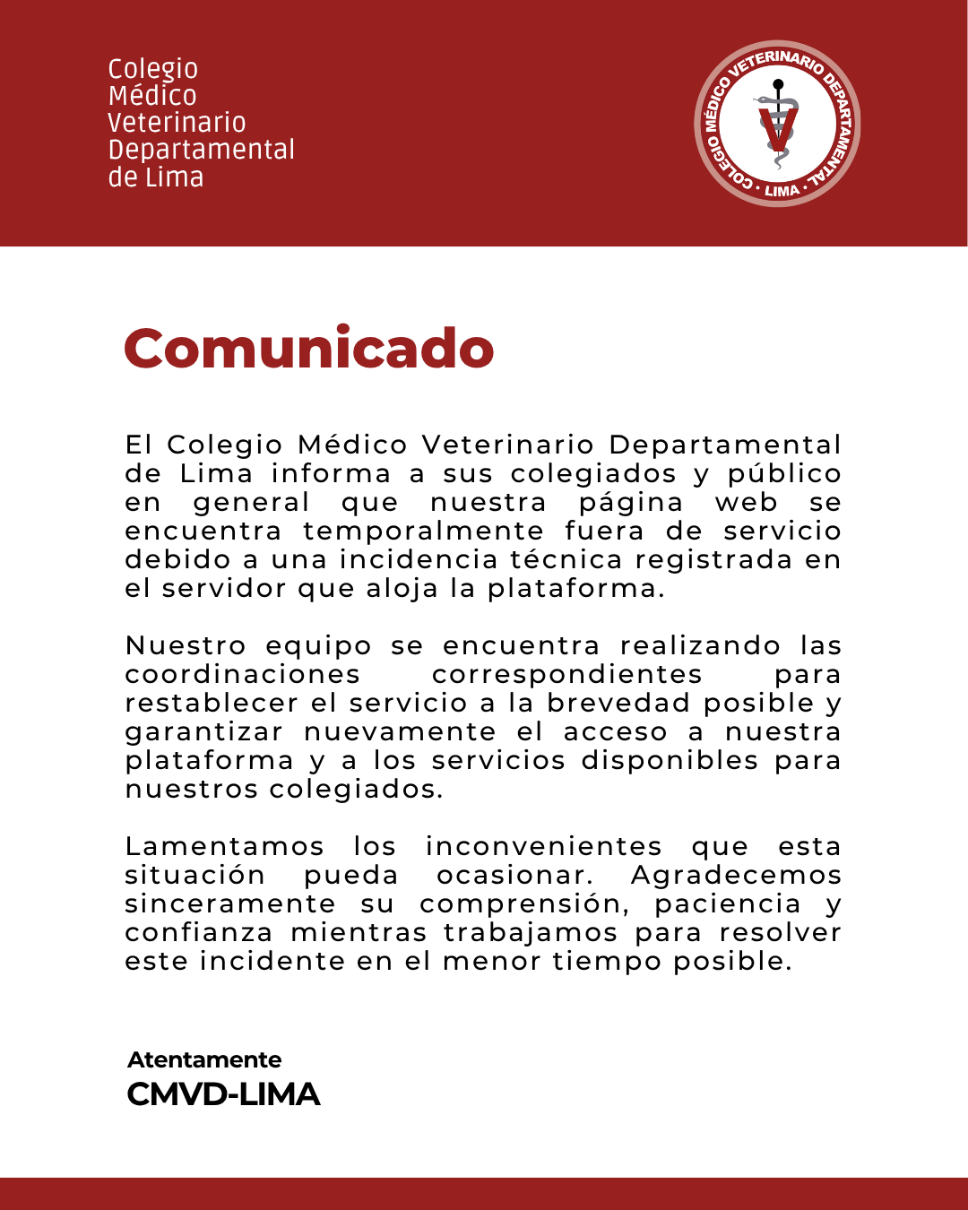 Incidencia Técnica en Nuestra Página Web